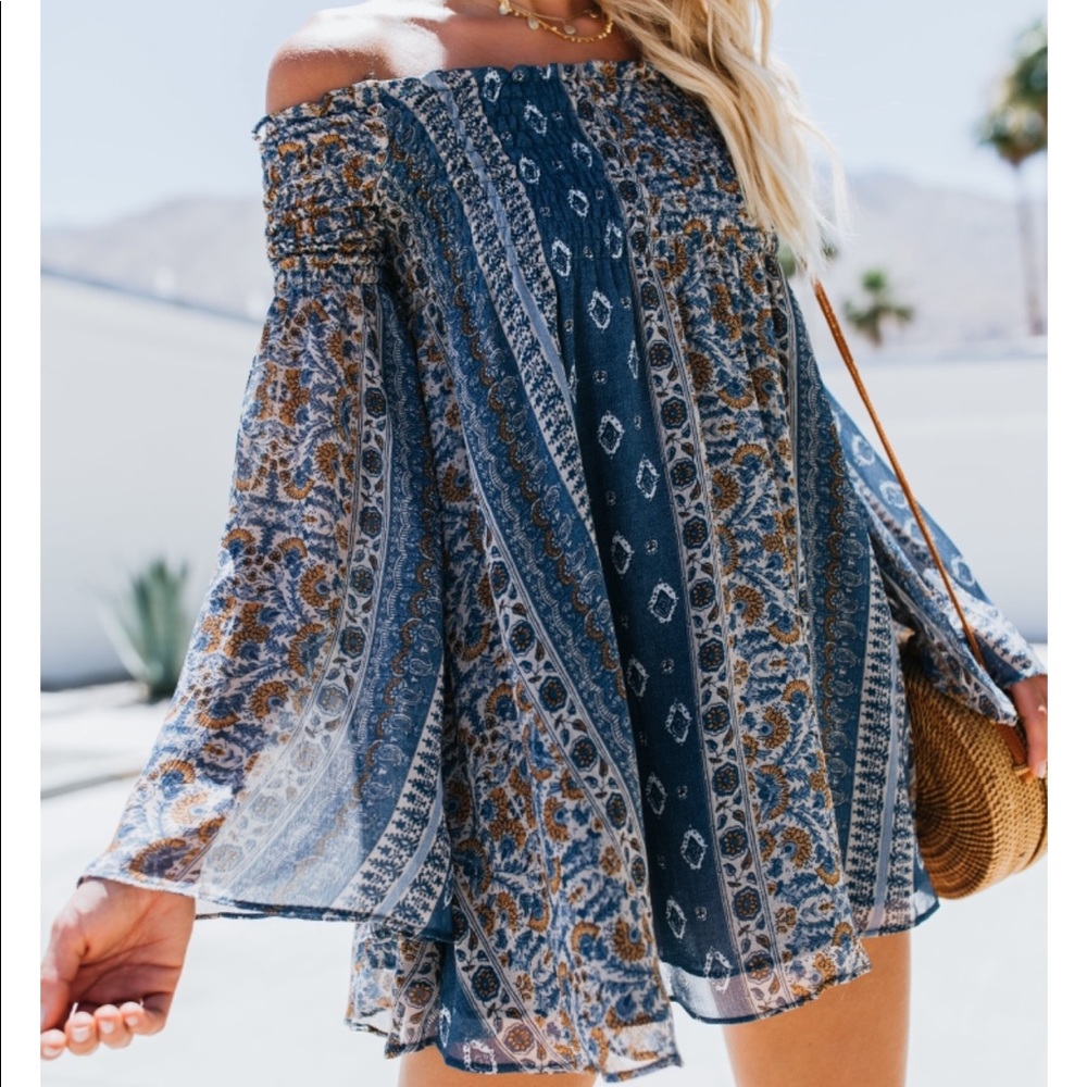 VICI collection cornflower ruched babydoll dress